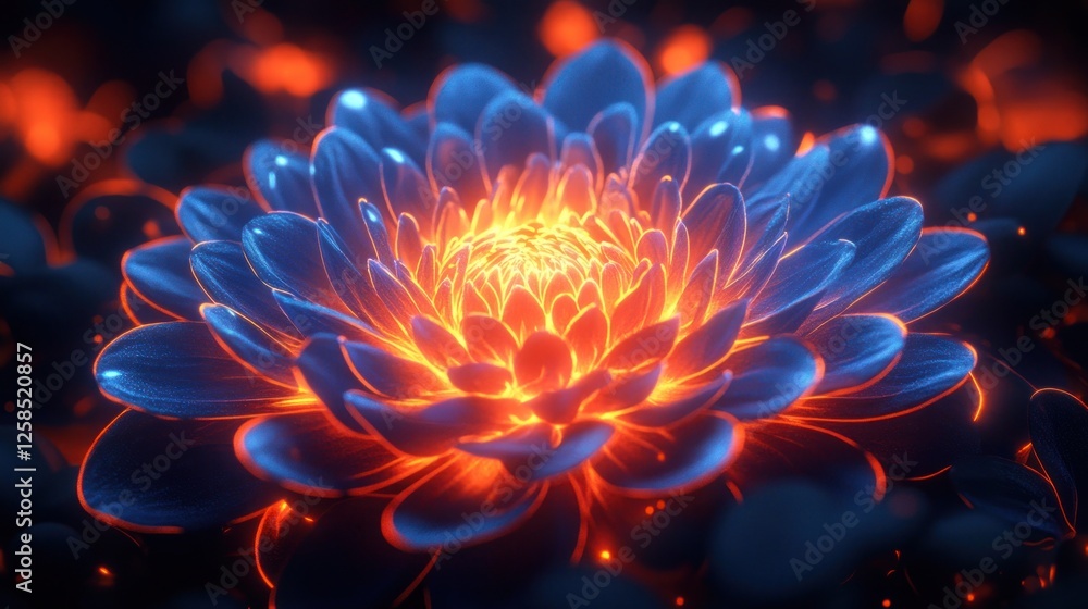 Obraz premium Glowing Flower Bloom in Dark Background