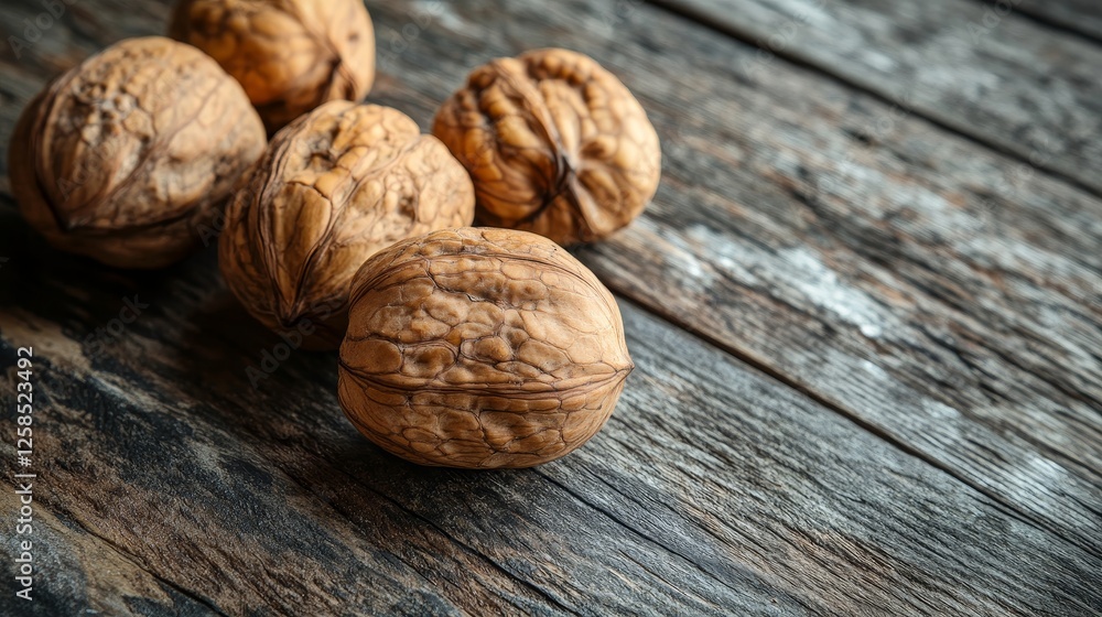 Close-up of walnut on rustic wooden texture. Food concept Close-up of walnut on rustic wooden texture. Food concept
