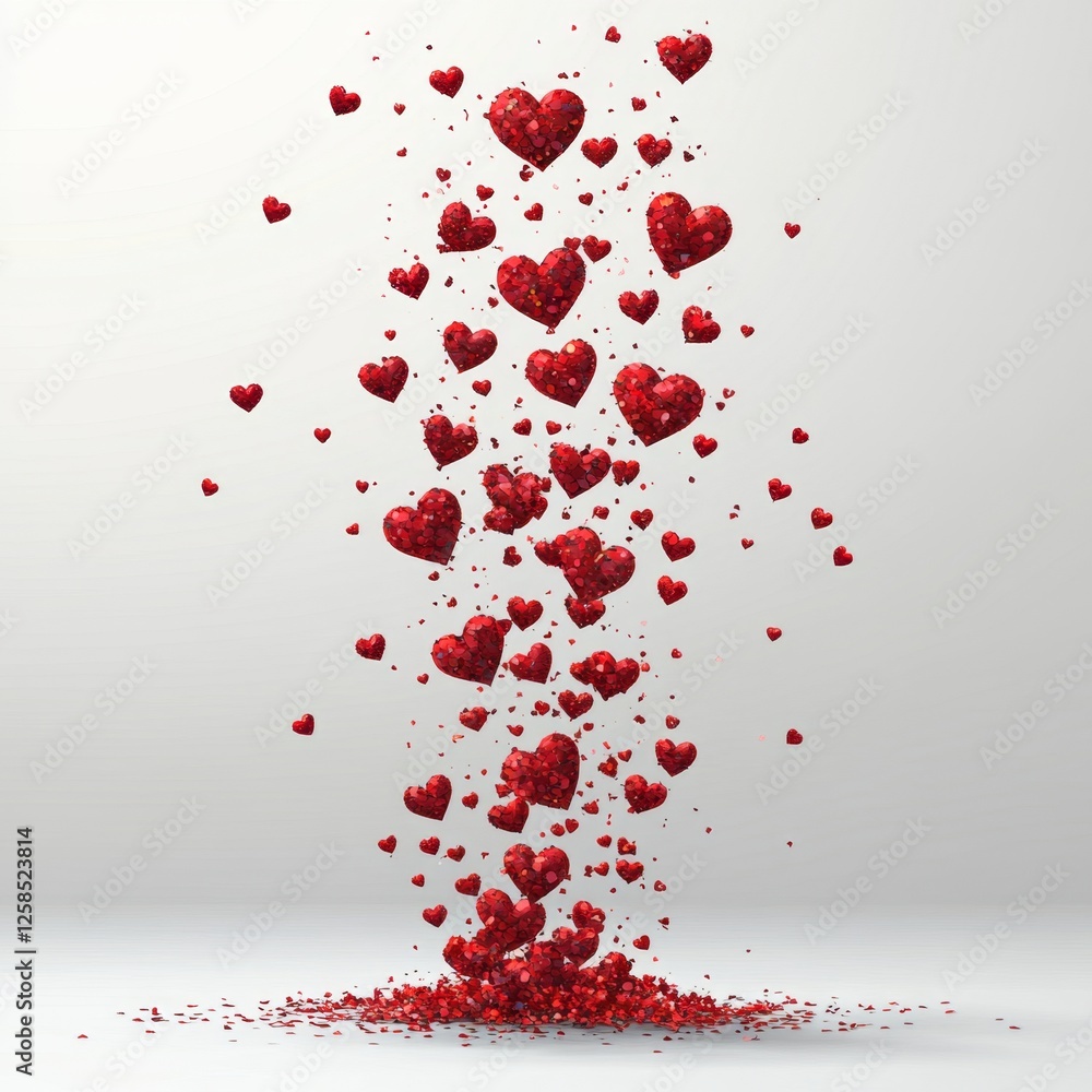 Falling Red Hearts Creating a Romantic and Whimsical Atmosphere Falling Red Hearts Creating a Romantic and Whimsical Atmosphere