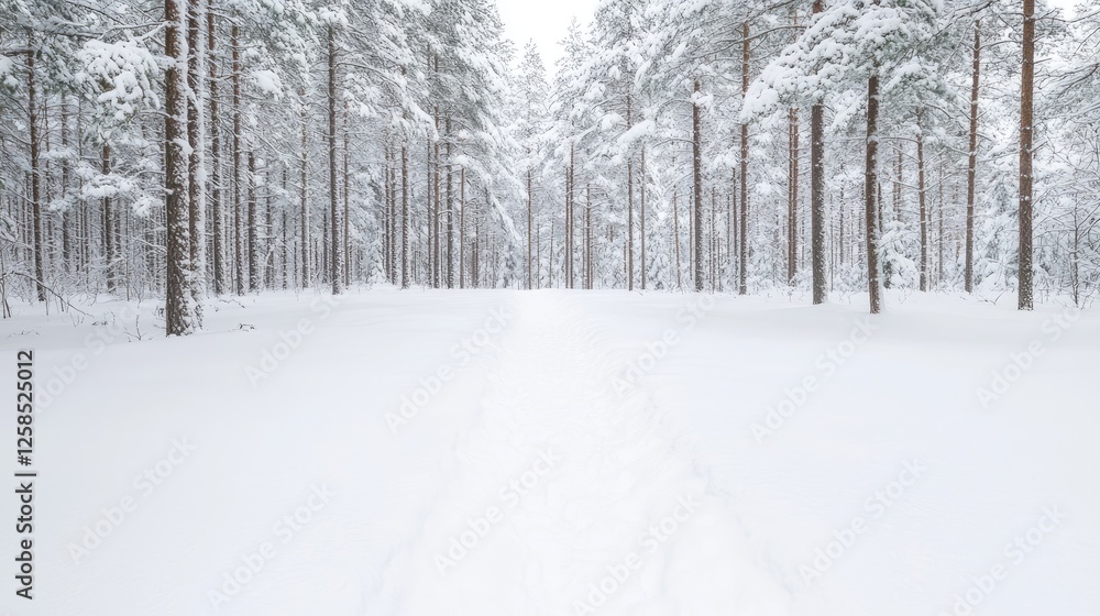 Fototapeta premium Snowy forest path in winter (1)