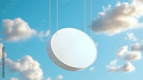 Wallpaper Mural Blank Circular Sign Hanging in Sky, Clouds Adorn the Serene View Torontodigital.ca