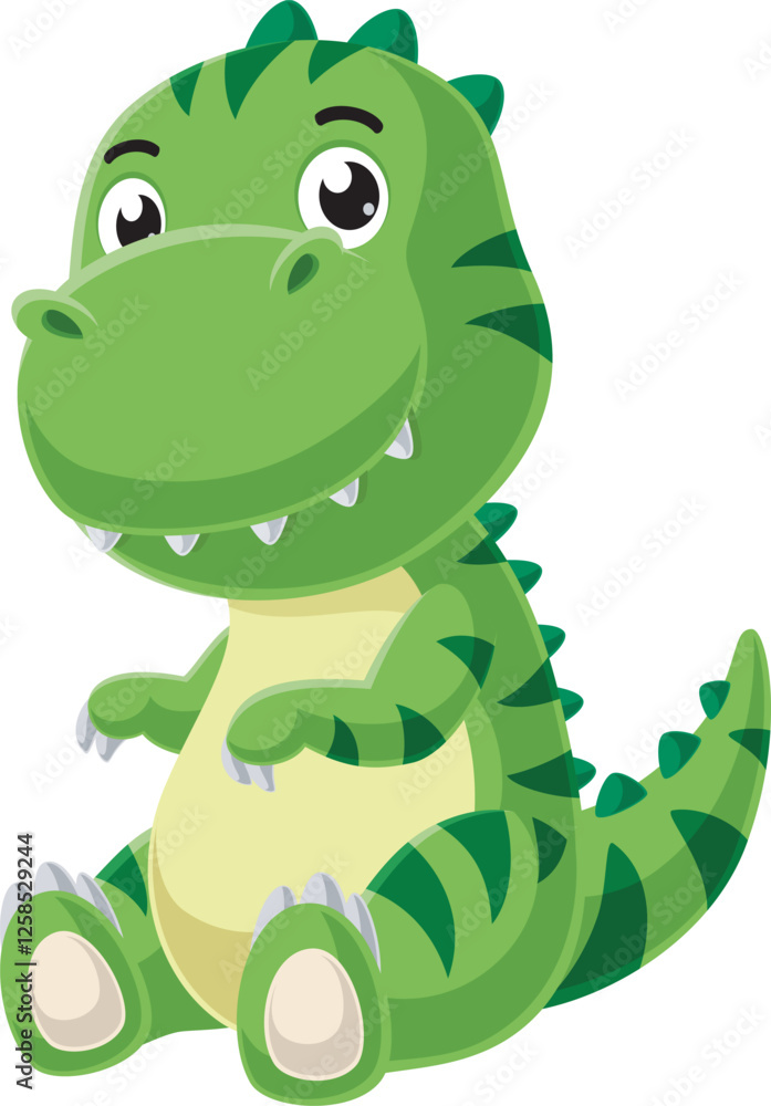 Fototapeta premium Baby tyrannosaurus cartoon sitting on white background