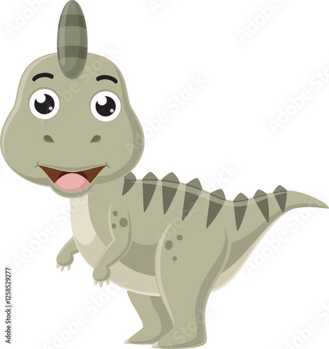 Cartoon little parasaurolophus on white background