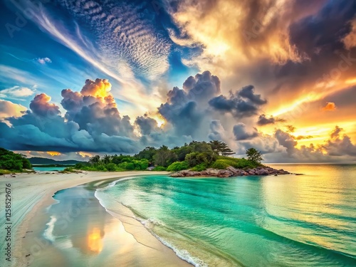 Bintan Island Indonesia: Stunning Beach and Dramatic Sky - Tropical Paradise Stock Photo
