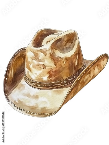 Rustic Cowboy Hat in Watercolor Style