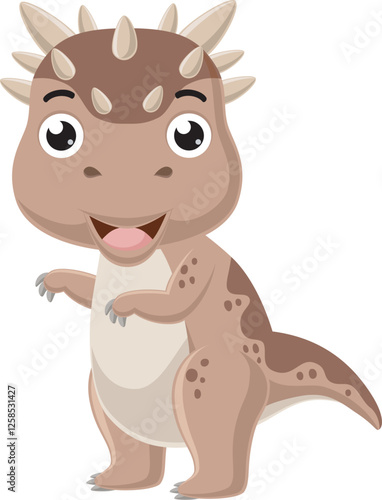 Cartoon little ankylosaurus on white background