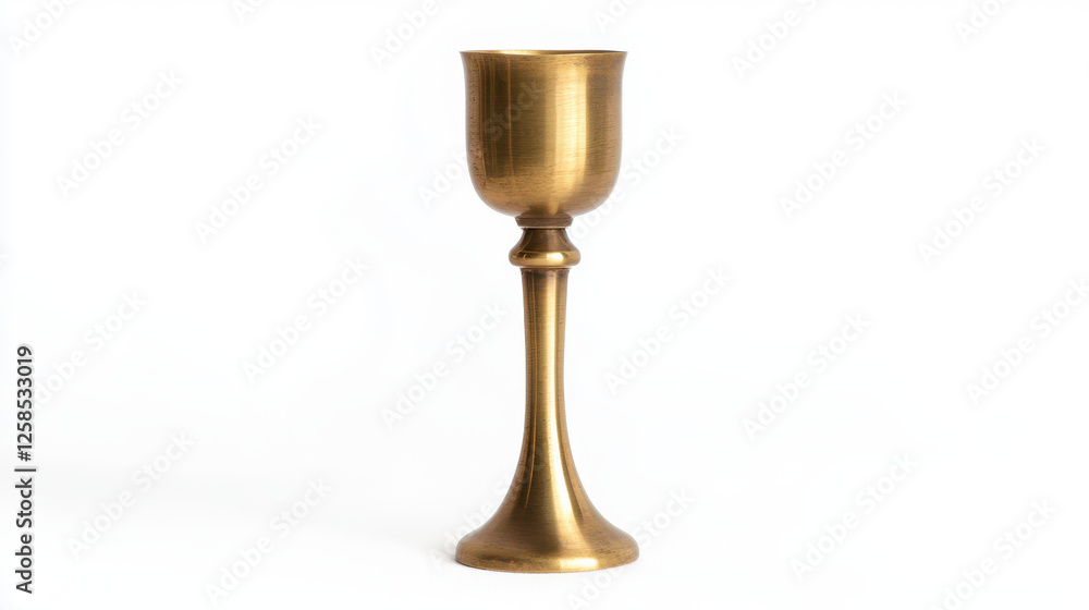 easter religious service. Elegant brass candleholder with tall stem and cup design easter religious service. Elegant brass candleholder with tall stem and cup design