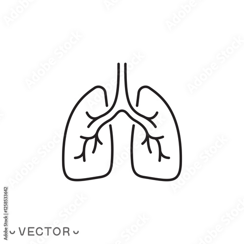 lungs icon, breath, human internal organ, pulmonary clinic, thin line symbol concept isolated on white background, editable stroke eps 10 vector illustration