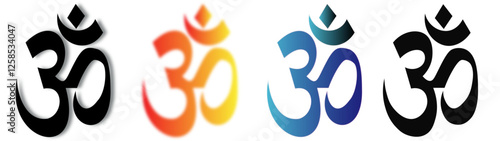 Sets of Om in Hinduism vector illustration