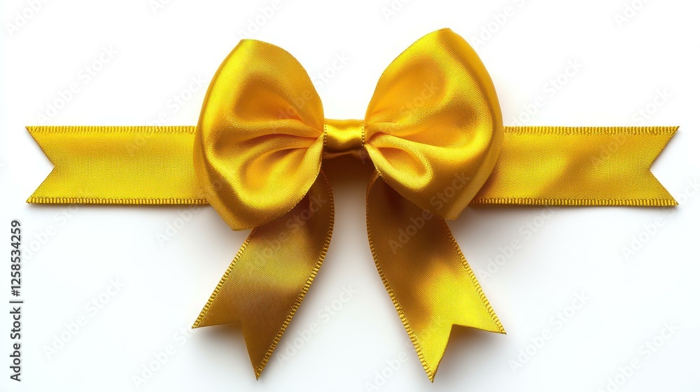 Elegant Yellow Ribbon Bow Golden Gift Wrap Festive Celebration Holiday Decoration Decorative Element