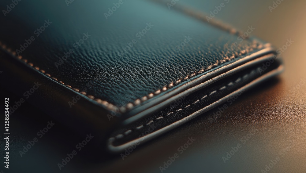 A product shot of the black leather wallet with visible stitching, presented on an isolated white background. A product shot of the black leather wallet with visible stitching, presented on an isolated white background.