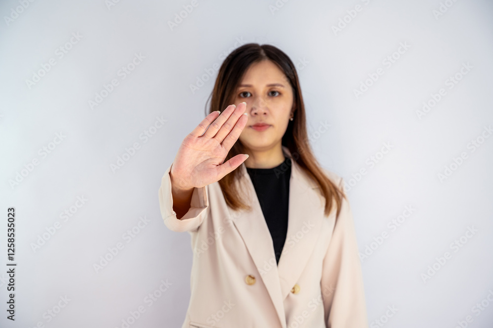 Businesswoman Setting Boundaries and Saying No Businesswoman Setting Boundaries and Saying No
