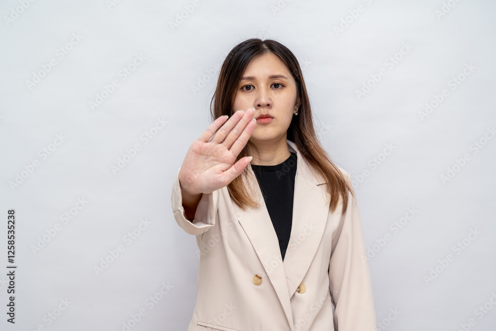 Businesswoman Setting Boundaries and Saying No Businesswoman Setting Boundaries and Saying No