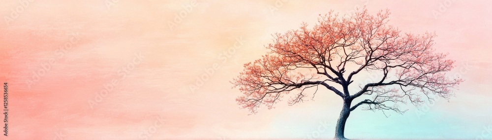 A solitary tree silhouetted against a colorful dawn sky. A solitary tree silhouetted against a colorful dawn sky.