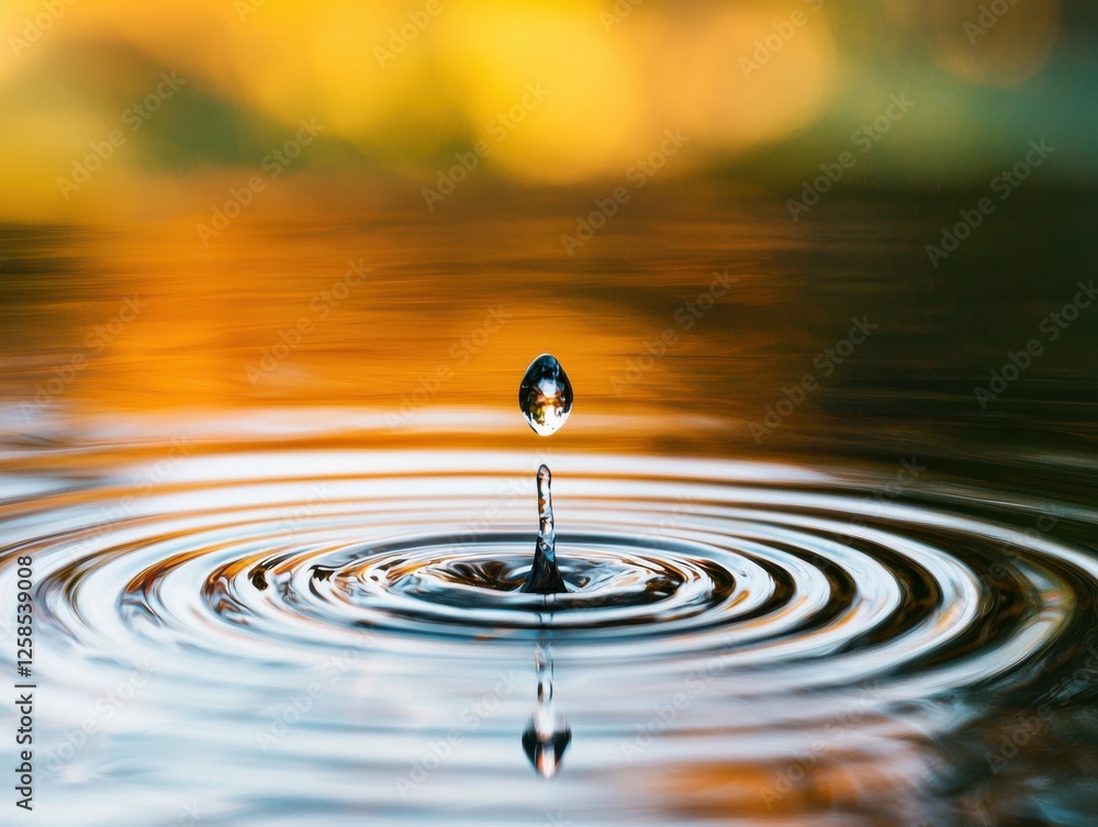 A mesmerizing water droplet creating ripples on a serene surface. A mesmerizing water droplet creating ripples on a serene surface.