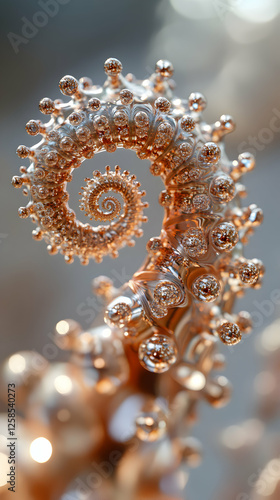 Wallpaper Mural Spiral Metallic Sculpture, Abstract Art in Copper Hues, Reflecting Light Beautifully with Intricate Details. Torontodigital.ca