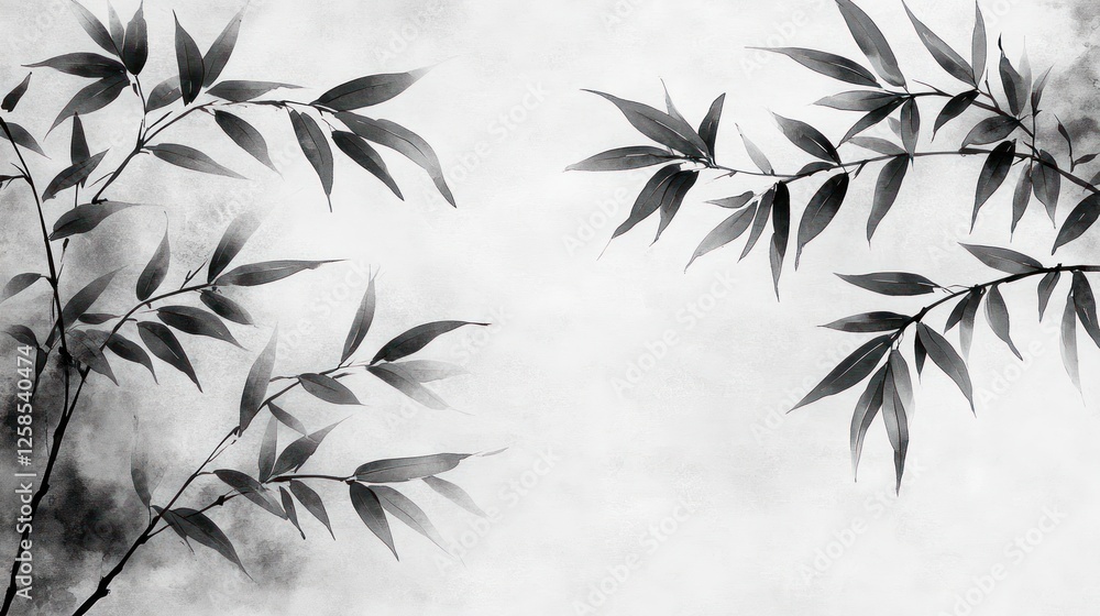 Gray bamboo leaves misty background Gray bamboo leaves misty background