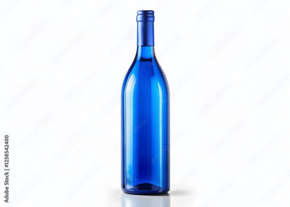 Blue Wine Bottle Isolated on White Background - Premium Stock Photo Blue Wine Bottle Isolated on White Background - Premium Stock Photo
