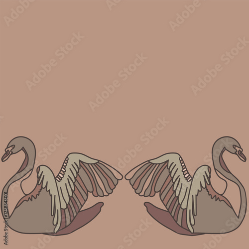 Pantone color of the year 2025,Mocha mouse, with a luxurious Swans in the lake, neutral hues can make a stunning statement on wallpaper.
