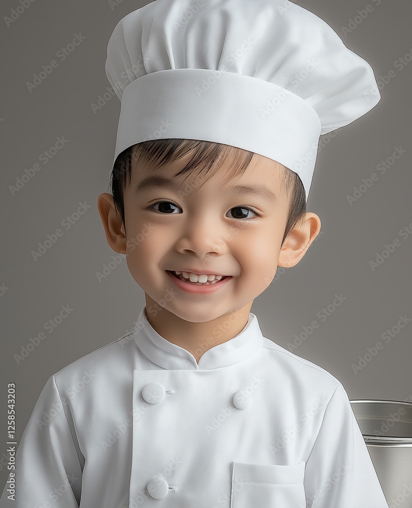 little chef portrait with hat and smiling with confident face little chef portrait with hat and smiling with confident face