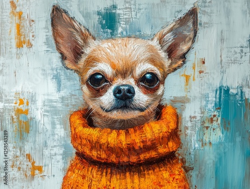 Portrait of a Chihuahua in an Orange Sweater photo