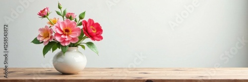Wallpaper Mural Watercolor flowers in a vase on a wooden table , vase, garden decor, Torontodigital.ca