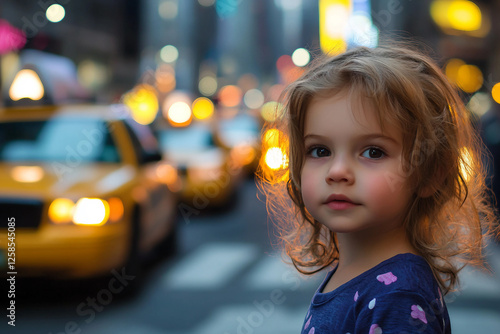 Busy street filled with yellow taxi cars in the city, genertative ai photo