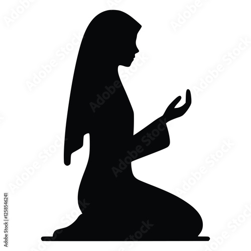 Simple Muslim Silhouette Woman Praying Generative AI