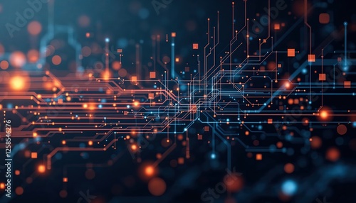 Bright lines and glowing nodes represent a concept of futuristic technology and connectivity, emphasizing innovation, data exchange, and modern networks.

