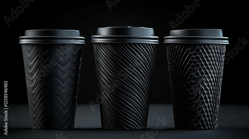 Wallpaper Mural Elegant Black Coffee Cups, Stylish Design, Textured Surface, Perfect for Cafe or Office. Enjoy your brew in sophisticated style! Torontodigital.ca