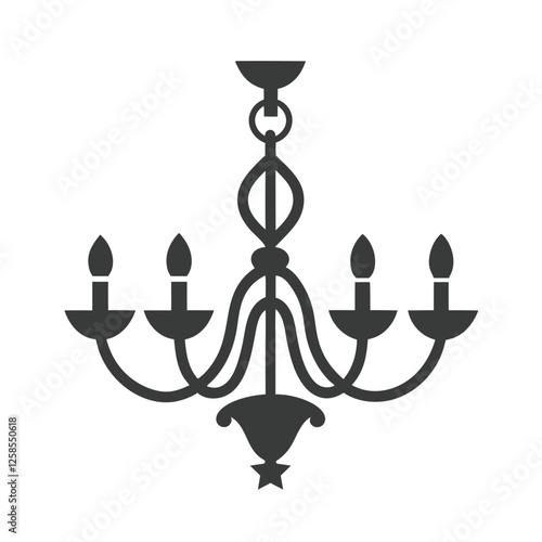 Luxury Chandelier Icon vector for Interior Design and Lighting Branding.