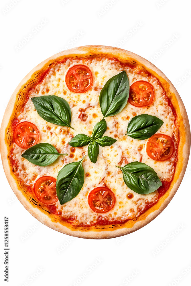 Margarita pizza top view on a white table. Culinary background. Italian. Food photography Margarita pizza top view on a white table. Culinary background. Italian. Food photography