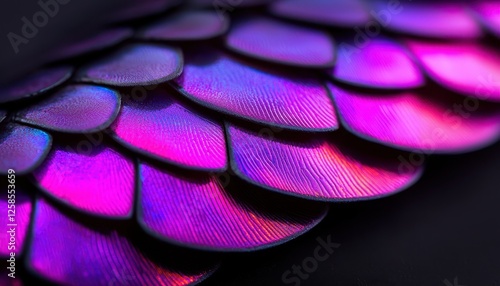 Close-up of vibrant, iridescent fish scales showcasing incredible colors and patterns. photo