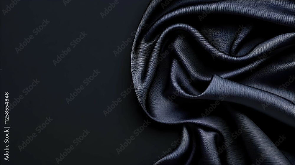 Obraz premium Dark Blue Fabric Draped on Black Background