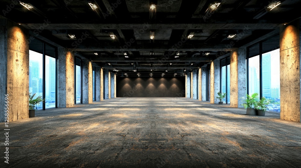Modern Empty Conference Room Interior Design with City View Modern Empty Conference Room Interior Design with City View