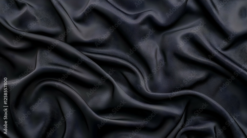 Fototapeta premium Dark Draped Fabric Texture: Smooth Black Silk with Subtle Pattern