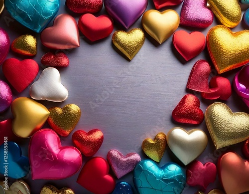 Colorful Hearts Background for Wedding and Romance Concepts with space to text photo