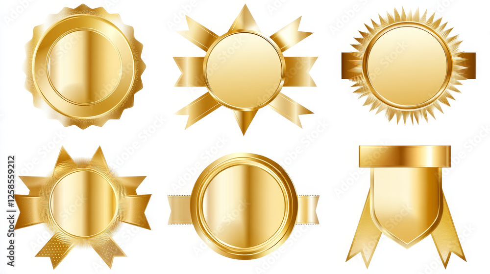 Golden award ribbon banners for text. Blank Gold award Ribbon Collection Pack Template. Collection of Different Empty Gold Ribbon and Label Design. Vector of various shapes Golden award ribbon banners for text. Blank Gold award Ribbon Collection Pack Template. Collection of Different Empty Gold Ribbon and Label Design. Vector of various shapes