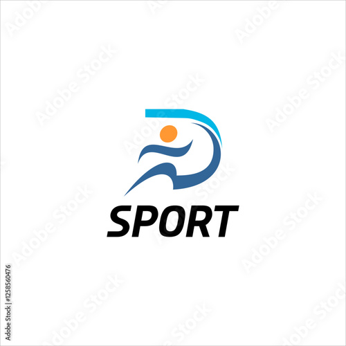 Initial D Movement Action Logo Design, Abstract Letter D with Human Run Icon, Vector of Dynamic Athlete in Motion, Fitness, Speed, and Sports Concept for Active Lifestyle Branding