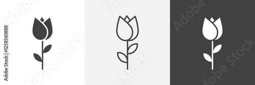 Flower tulip icons graphics pack vectors.