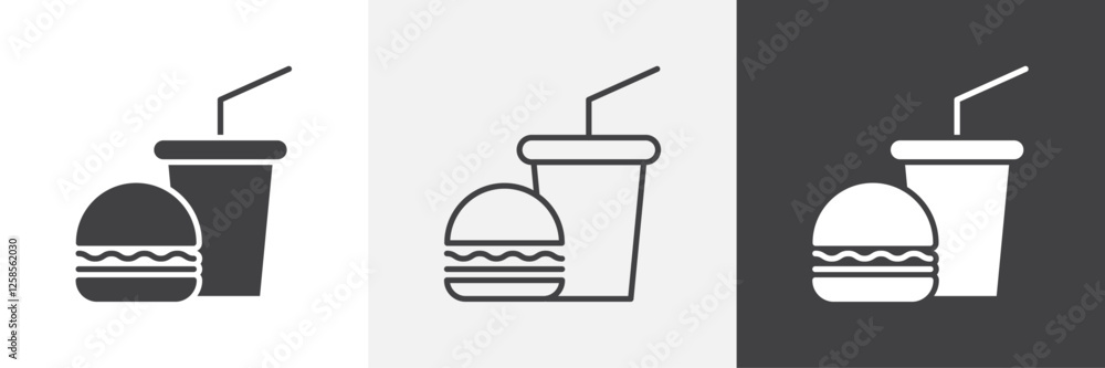 Hamburger soda icons graphics pack vectors. Hamburger soda icons graphics pack vectors.