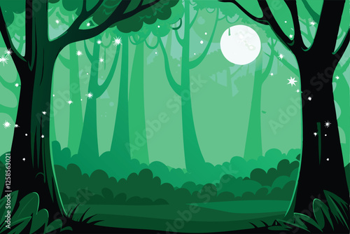 A mystical, glowing enchanted forest bathed in ethereal moonlight, showcasing bioluminescent flora and fauna under a full moon.  (1) refers to a single, majestic glowing stag.