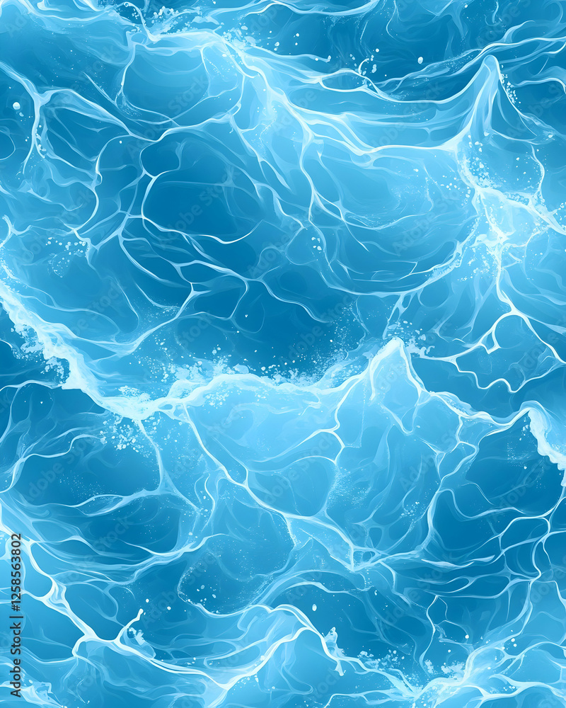 Serene blue ocean waves with sunlight reflections for backgrounds and calming visuals Serene blue ocean waves with sunlight reflections for backgrounds and calming visuals