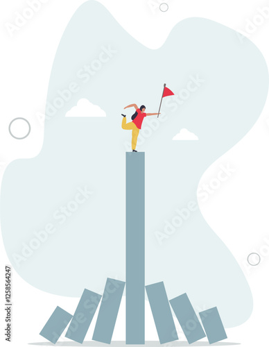 Winner take all, survive business competition or strength to overcome difficulty, economic crisis or recession, business winner concept.flat character life .