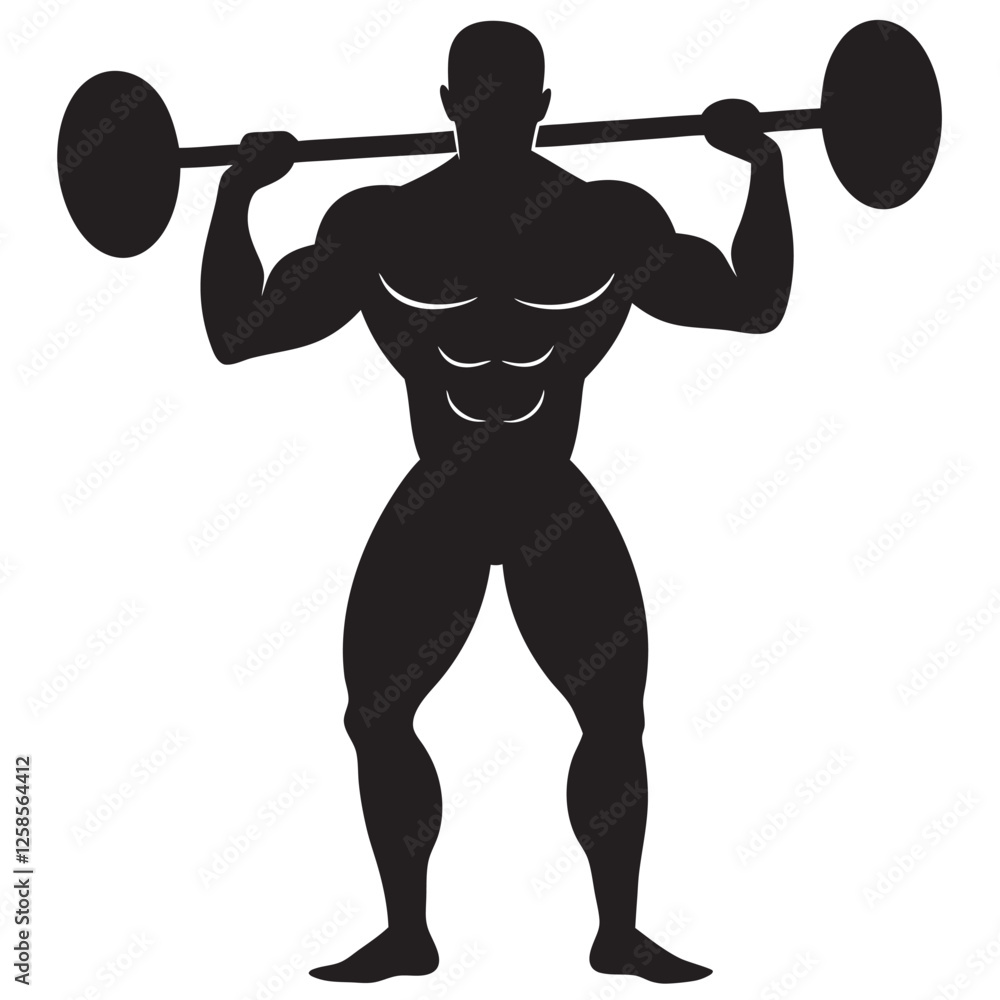 vector silhouette of a male bodybuilder with a barbell vector silhouette of a male bodybuilder with a barbell