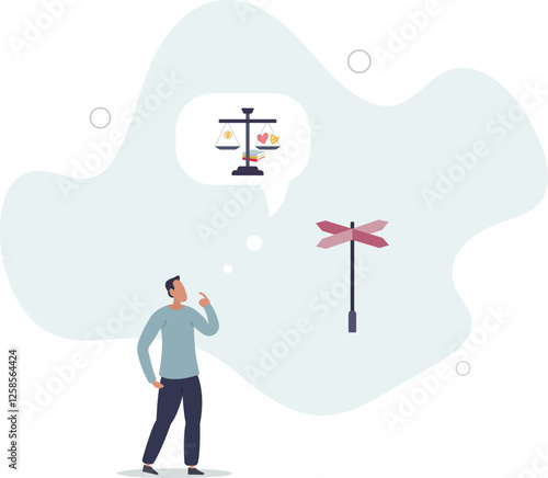 Cognitive biases and psychological mind logic issues.Judgment about career, work or finances versus love, relationship and family.flat character life .