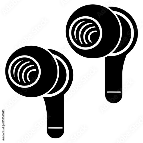 Wireless earbuds with speaker area silhouette vector illustration 