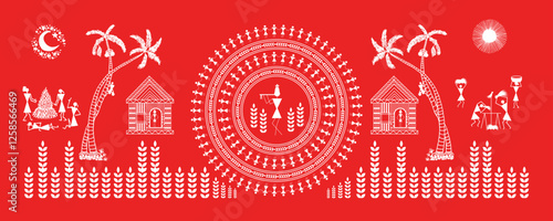 Indian Tribal Art: Krishna Leela in Warli Style. Warli art, Indian tribal art, Warli painting, Krishna Janmashtami Warli