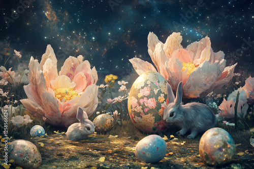 Mystical Easter Bunnies in a Dreamy Garden