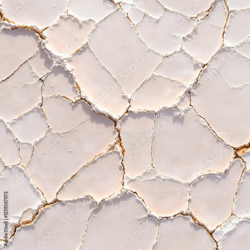 Dried salt flat abstract background with polygonal cracks